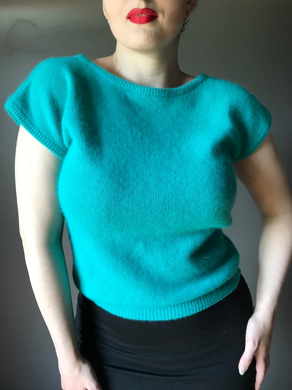 Vtg 50s 60s Angora Pullover Sweater