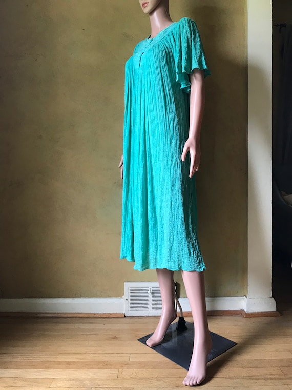 Vtg 70s 80s Cotton Gauze Dress / Grecian Sun Dres… - image 4