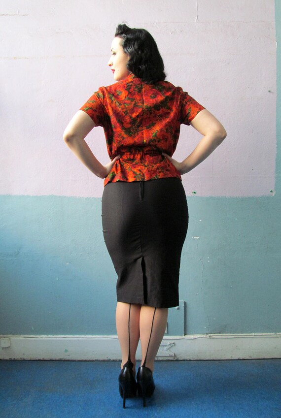 Vtg 1940s Novelty Print Blouse / Womens Shirt / 4… - image 4