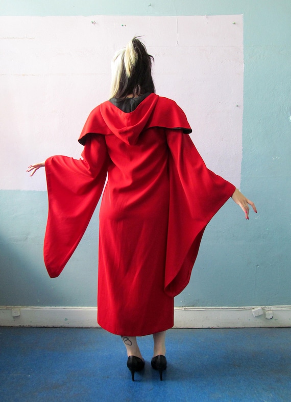 Vtg Red Costume Hooded Robe Dress