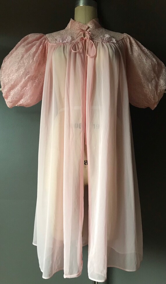 Vtg 60s Bed Jacket / Slip Robe / Nightgown - image 3