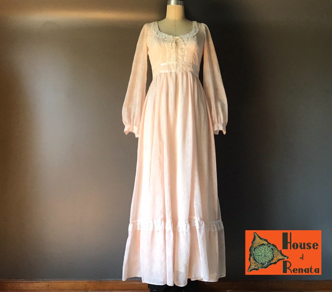 1970s Rare Gunne Sax Pink Taffeta Strapless Dress (XS/S)
