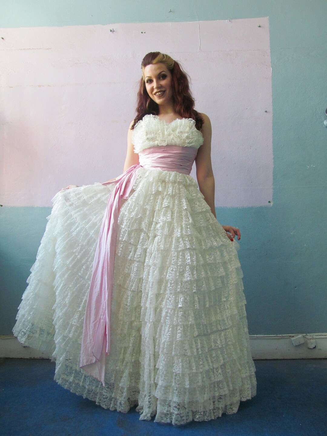 Vtg 50s Party Dress / Ruffles - Etsy