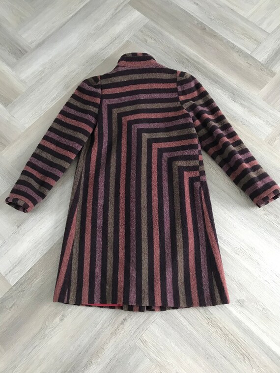 Vtg 80s Striped Wool Coat - image 6