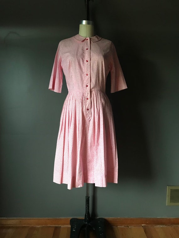 Vtg 60s Cos Cob Micro Rose Print Day Dress - image 9