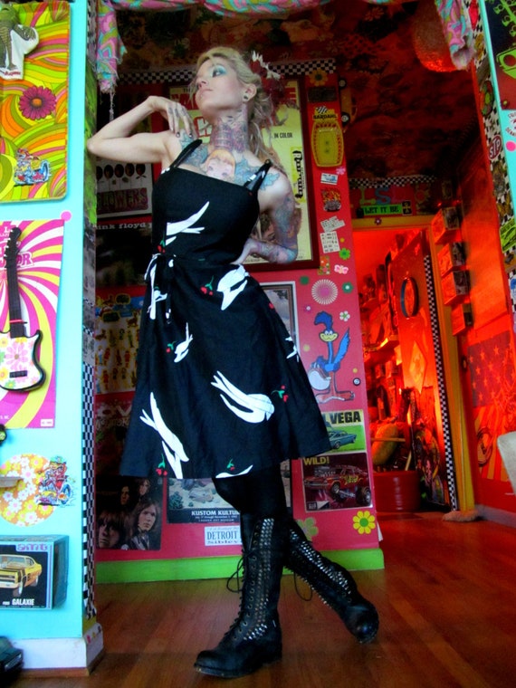 Vtg 60s Malia Sun Dress / Mod Dove Print