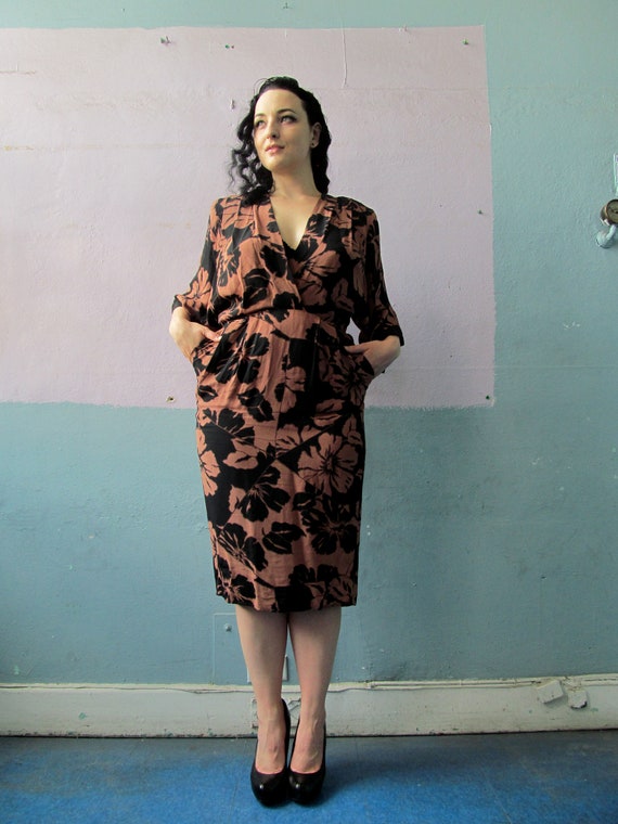 Vtg 80s Does 40s Dress