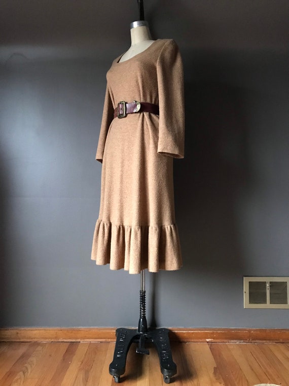 Vtg 70s 80s Long Sleeve Dress / Ruffle Hem - image 10