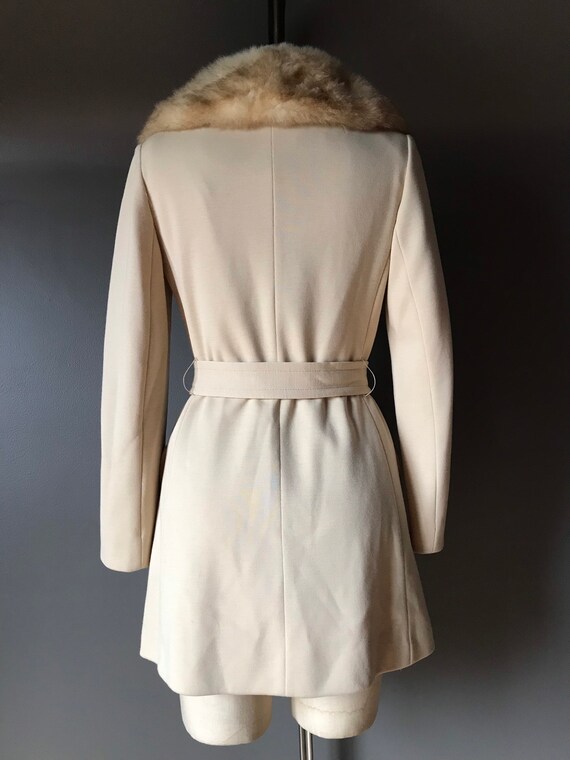 Vtg 70s Belted Penny Lane Coat / Fur Collar & Wra… - image 6