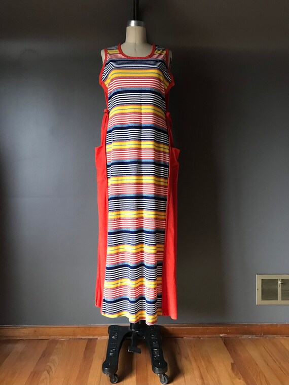 Vtg 70s Terry Cloth Sleeveless Dress - image 3