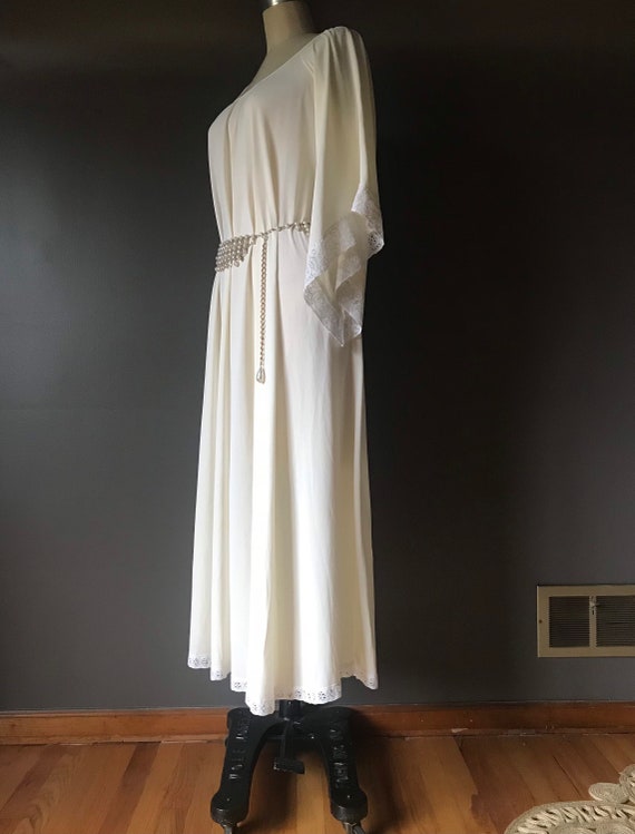 Vtg 70s Miss Elaine Hostess Dress / Angel Sleeve … - image 4