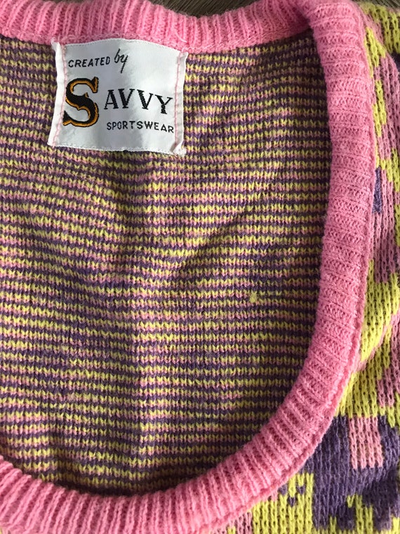 Vtg Pink Elephant Knit Pullover Sweater Vest - image 5