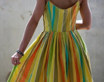 ワンピース 70s Pastel Striped Cotton Dress 70s Pastel Striped Cotton Dress