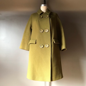 Vtg 60s Mod Olive Wool Coat image 1