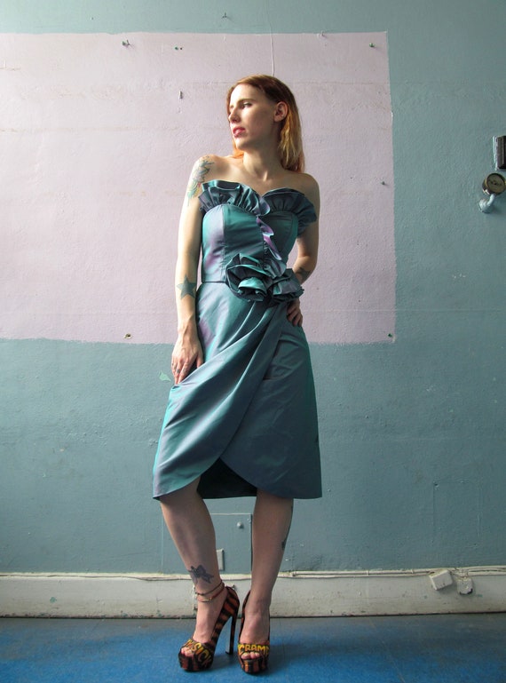 Vtg 90s Iridescent Cocktail Dress - image 2