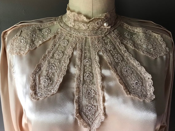 Vtg 80s Does Victorian Blouse - image 2