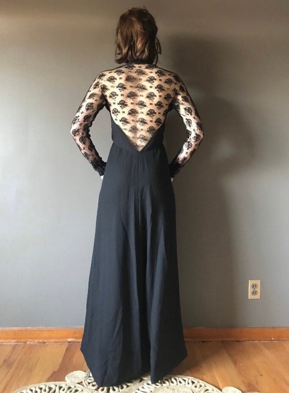 Vtg 70s Fabulous Black Maxi Dress