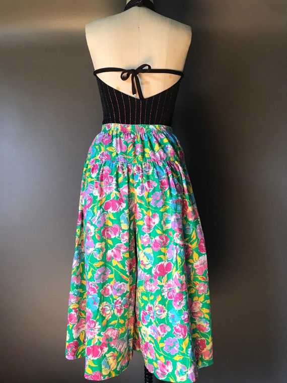 Vtg 80s Floral Wide Leg Gaucho Pant - image 3