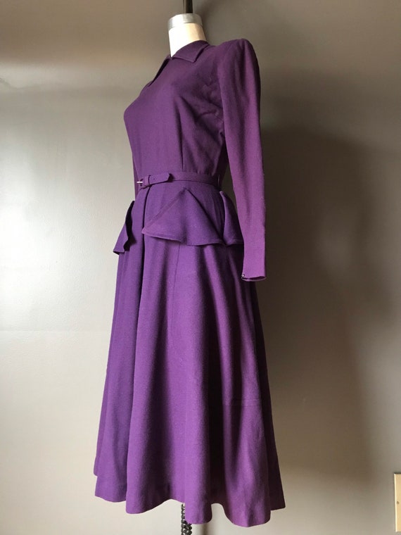 Vtg 40s Wool Pocket Dress / Henry Rosenfeld New Y… - image 8