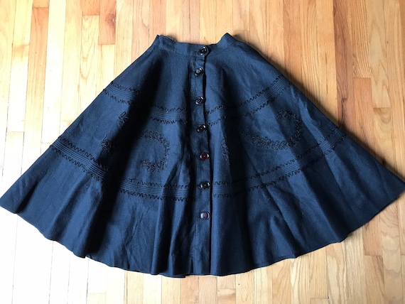 Vtg 40s 50s Wool Felt / Full Circle Skirt - image 1