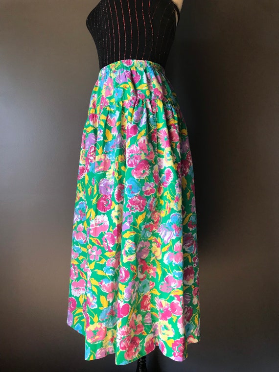 Vtg 80s Floral Wide Leg Gaucho Pant - image 5