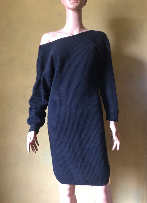 Vtg 80s Sweater Dress / Angora Wool Blend