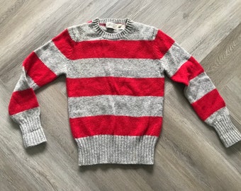 Vtg 70s Wool Shetland Striped Sweater