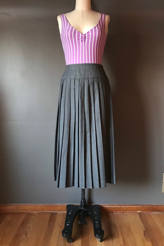 Vtg 70s 80s Pleated Wool Skirt