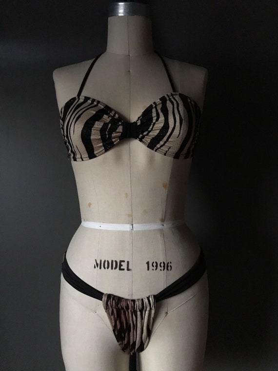 Vtg 80s Exotic Bikini Bathing Suit / Tiki Pinup - image 2