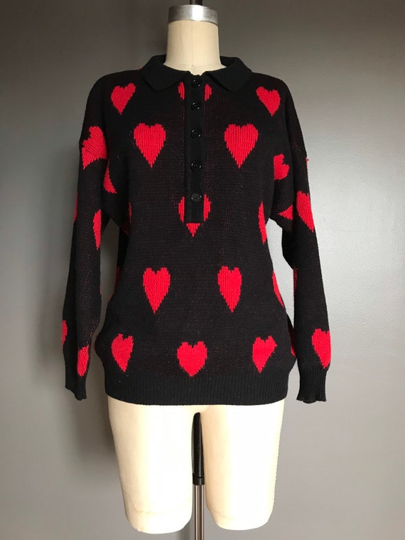 Vtg 80s 90s Heart Sweater / Pullover Knitwear - image 2