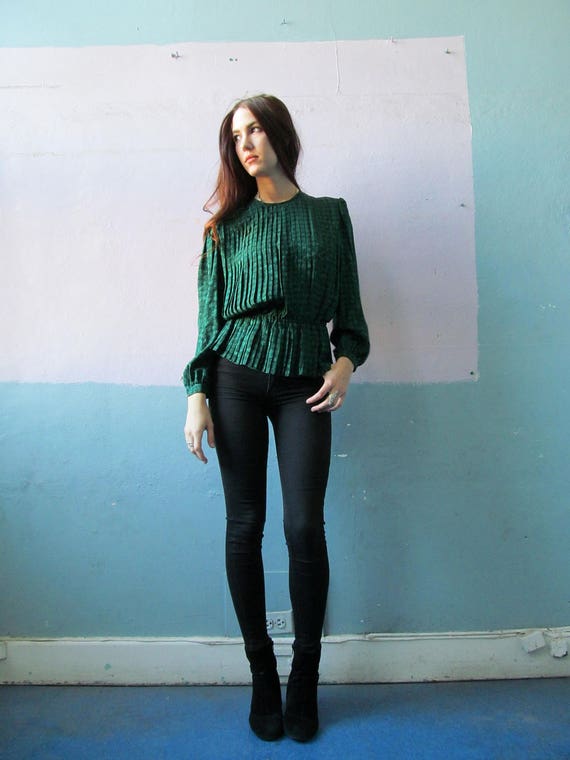 Vtg 70s 80s Secretary Blouse / Boss Lady