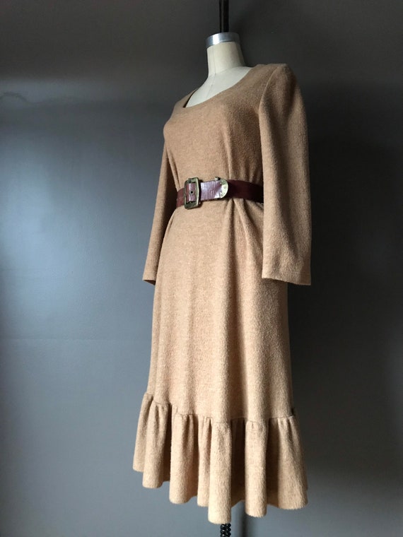 Vtg 70s 80s Long Sleeve Dress / Ruffle Hem - image 5