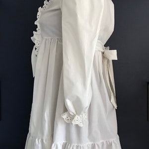 Vtg 70s White Prairie Style Ruffle & Eyelet Dress / Poof Sleeve Babydoll image 7