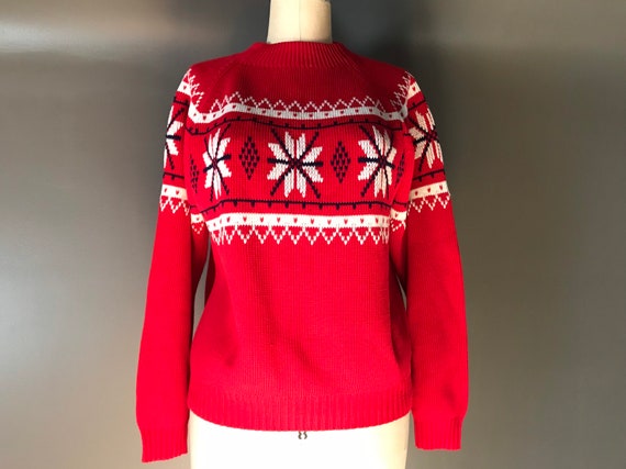 Vtg 70s Snowflake Ski Sweater - image 5