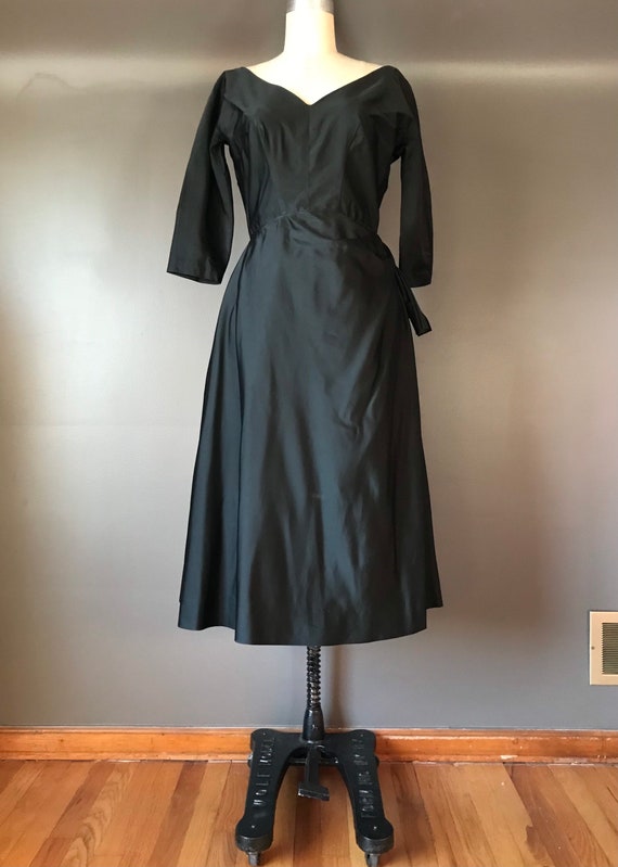 Vtg 50s Black Party Dress - image 2