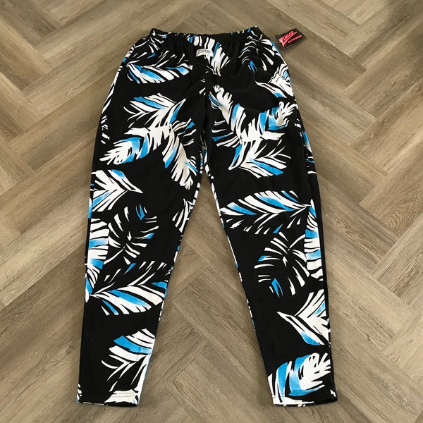 Vtg 90s Zubaz Athleisure Pants / Palms Leaf Print