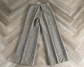 【70s】Vintage Wool Wide Trousers OptiZip Céline 1970s Vintage Women's Black Wool Wide Leg Trousers Sz