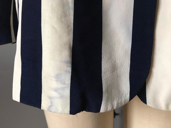 Vtg Navy & White Striped Silky Blazer - image 7