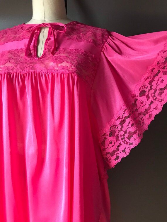 Vtg 70s Hot Pink Erica Loren Night Set