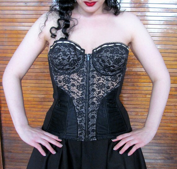 Vtg 50s Fully Boned Bustier / Hourglass Bombshell