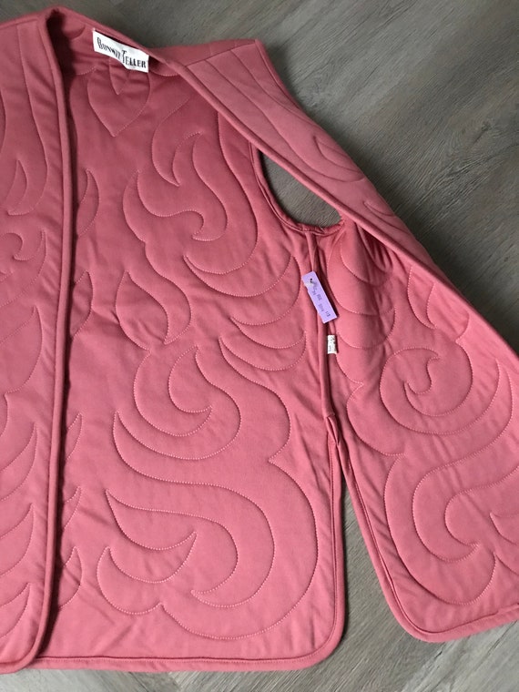 Vtg Bonwit Teller Quilted Vest / Rose - image 4