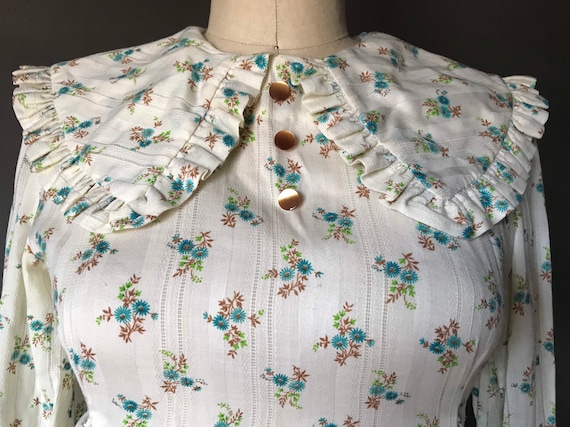 Vtg 70s Mini Floral Dress / Large Collar - image 9