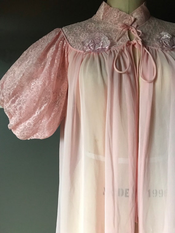 Vtg 60s Bed Jacket / Slip Robe / Nightgown - image 5