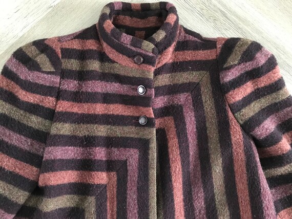 Vtg 80s Striped Wool Coat - image 3