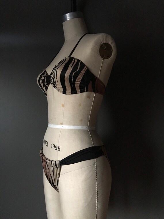 Vtg 80s Exotic Bikini Bathing Suit / Tiki Pinup - image 4