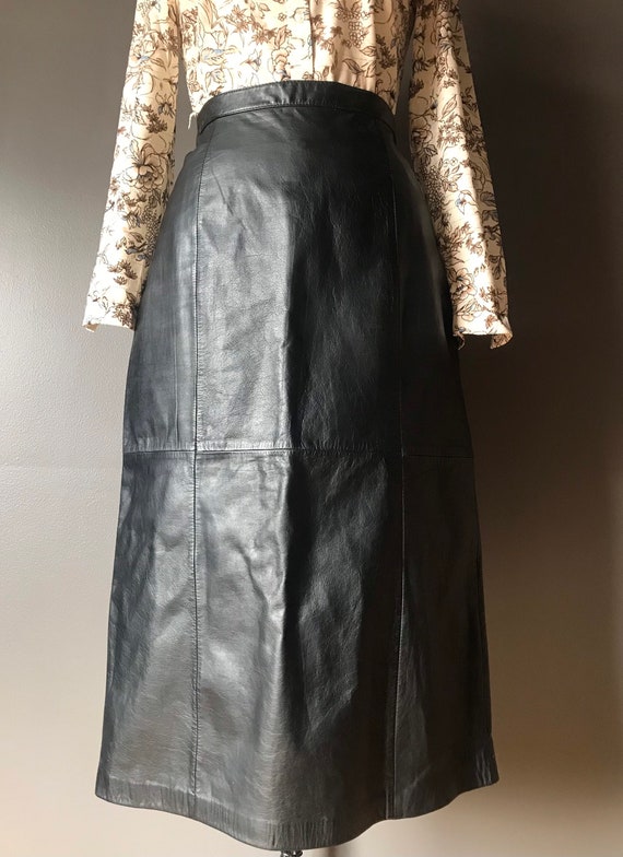 Vtg 80s Leather Skirt - image 3