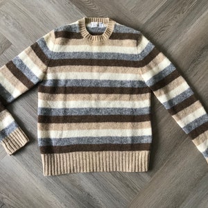 Vtg Braemar Earth Tone Striped Sweater / Scottish Shetland Wool image 1