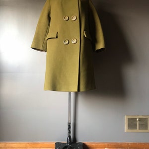 Vtg 60s Mod Olive Wool Coat image 3