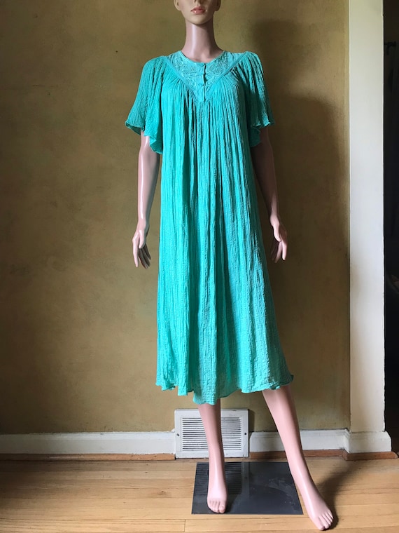 Vtg 70s 80s Cotton Gauze Dress / Grecian Sun Dres… - image 5