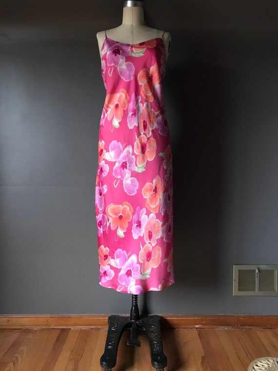 Vtg 90s Natori Floral Slip Dress - image 2